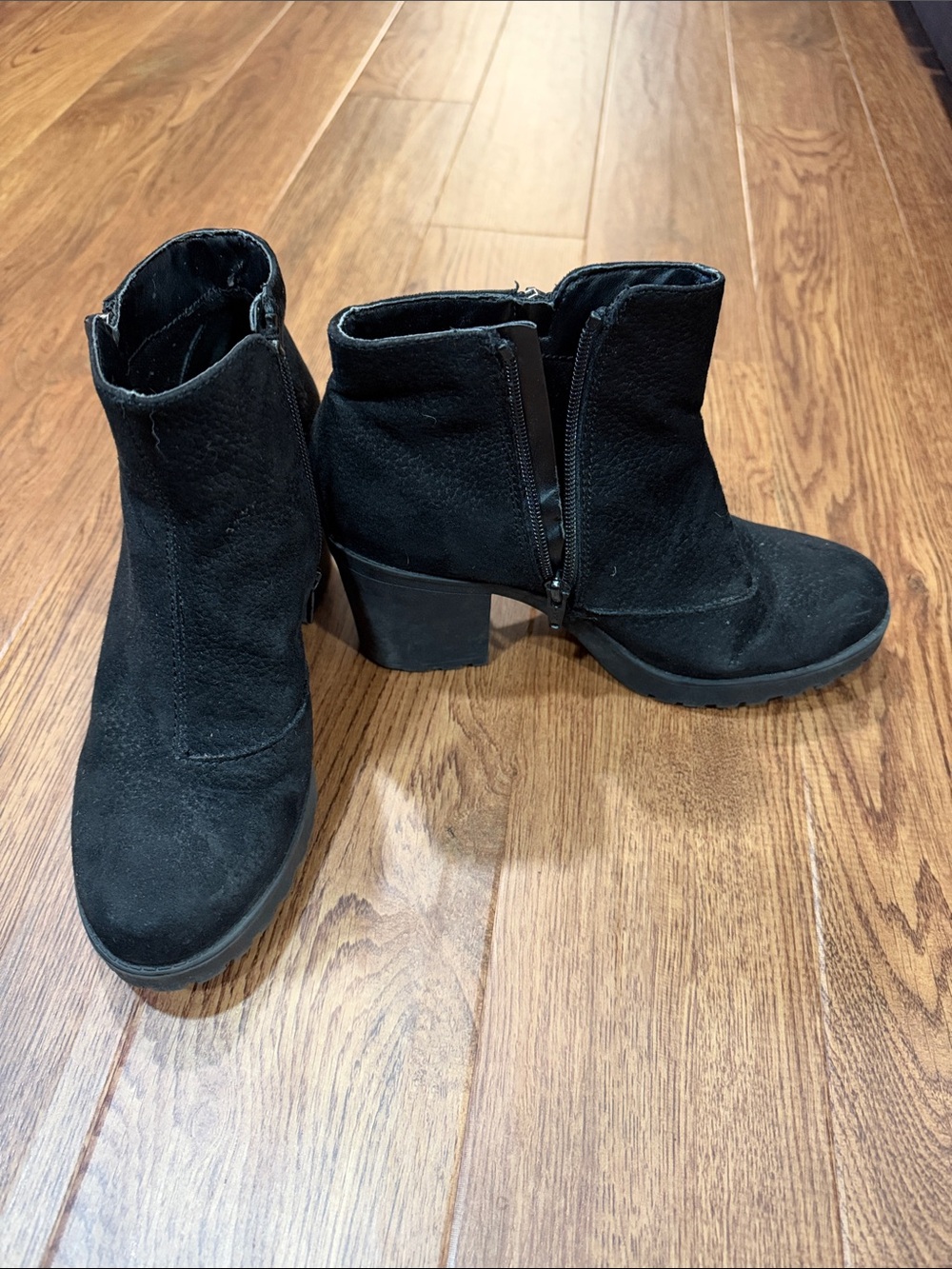 Kohl's Black Suede Ankle Booties with Chunky Heel